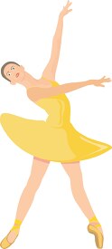 ballerina spinning on her toes wearng yellow dress clipart