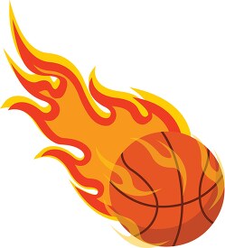 basketball surrounded by flames representing speed of the ball c