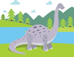 brachiosaurus dinosoar with background of mountains and trees cl