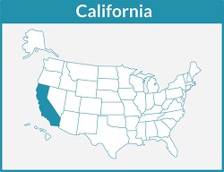 california us map square color outline clipart