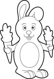 cute rabbit with carrots black outline clipart