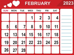 february 2023 calendar with days of the week with days of the we