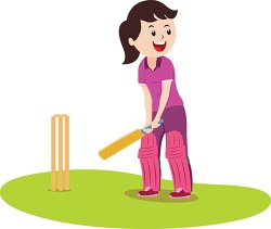 girl batting playing cricket clipart 317