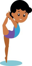 girl practicing Gymnastics holding leg behind her head Clipart