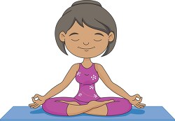 girl practicing meditation yoga while sitting on mat clipart