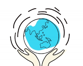 hands holding earth animated clipart.