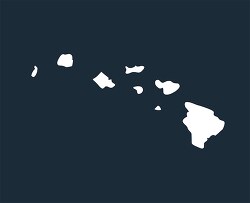 hawaii state map silhouette style clipart