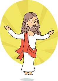 jesus blessings with hands out sun rays in background clipart