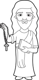 jesus christ holding rosary beads black outline clipart