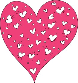 large pink heart with white hearts black line clipart