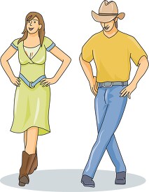 man and woman line dancing clipart