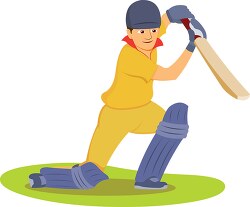 man batting playing cricket clipart