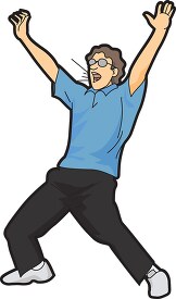 man yelling arms stretched out clipart