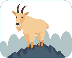 mountain goat standing on mountain top animal clipart