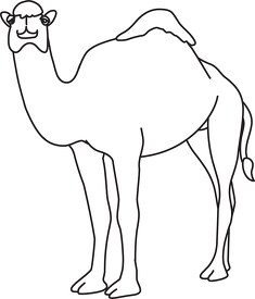 one humped dromedary camel black outline clipart