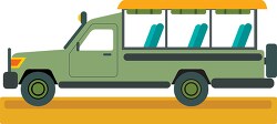 open green safari truck with top for shade clipart