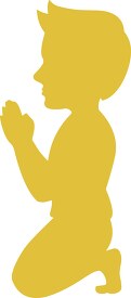 silhouette of child on knees praying