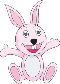 smiling happy pink cartoon style rabbit clipart