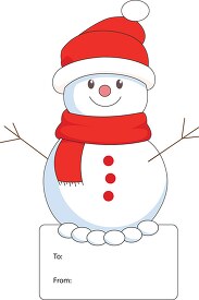 snowman christmas gift tag clipart