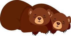 two cute bears sleeping next to each other clipart