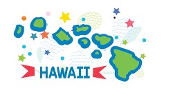 usa hawaii illustrated stylized map