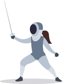 wearing protective gear holding a sword Fencing Clipart