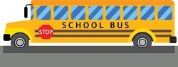 yellow school bus with movable stop sign transportation clipart