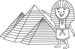 young ancient egyptian boy pointing towards pyramids at giza bla