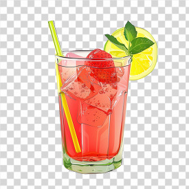 strawberry soda a glass 3d clay icon transparent png