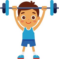 Strong and Active Cute Boy Lifting Weights