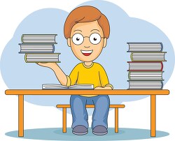 student at desk with books 23