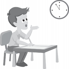 student checking time while working on school assignment vector 