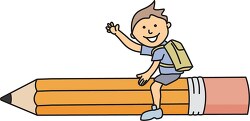student riding a pencil