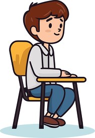 student sits on school desk
