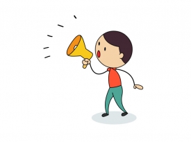 student talking into megaphone animated clipart