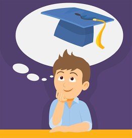 student thinking about graduation clipart