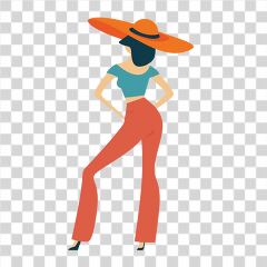 Stylish Woman Wears Oversized Hat and Trendy Outfit