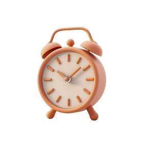 stylized alarm clock in soft colors 3D clay style