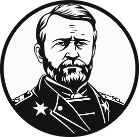 stylized black and white vector president ulysses s grant