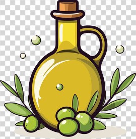 stylized icon of olive oil in a glass jug with fresh olives