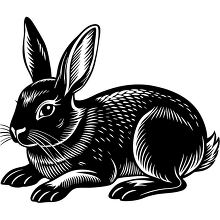 stylized stroke silhouette of a rabbit with detailed fur