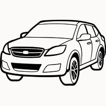subaru outback koutlined car illustration with defined wheels an