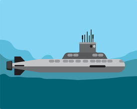 submarine submerged in an underwater environment gray color clip