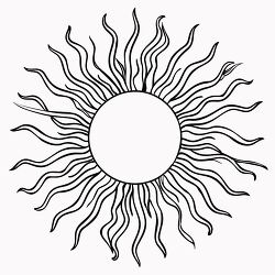 sun design with delicate wavy rays around a central disk
