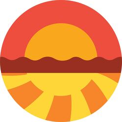 sun icon rising over an orange hill with yellow rays