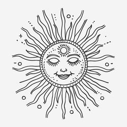 sun icon with a smiling face and wavy rays radiating outward