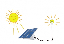 sun rays on solar panel with light bulb animated clipart 2