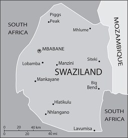Swaziland country map gray color