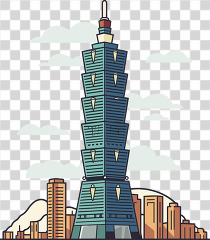 Taipei 101 towering skyscraper in Taiwan