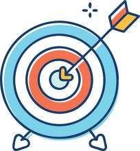 target icon with an arrow representing reaching goals